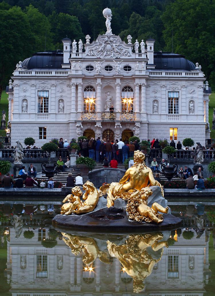 TRAVEL DRAW: General outside view of Linderhof Castle, seen ahead of a nighttime opening in this file photo in Linderhof, Germany. Germany ranked second overall in the rankings of 139 countries according to a World Economic Forum report. (Johannes Simon/Getty Images)