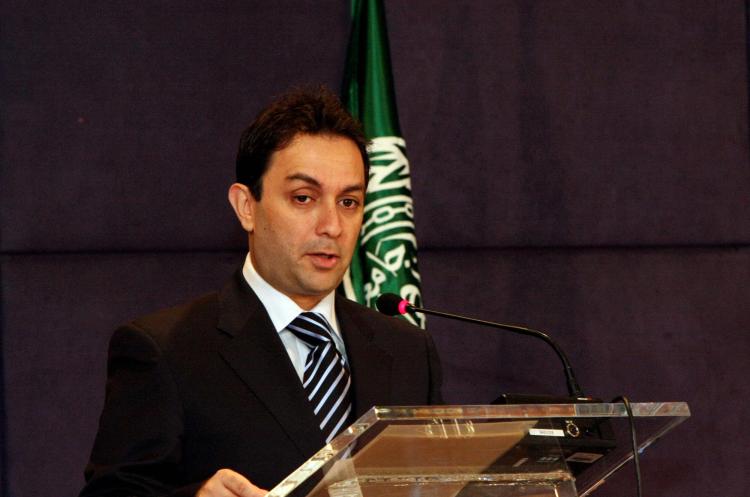 Lebanese Minister of Interior Ziad Baroud giving a speech at a hotel in October, 2008. (Fadi Abou Ghalyoum/AFP/Getty Images)