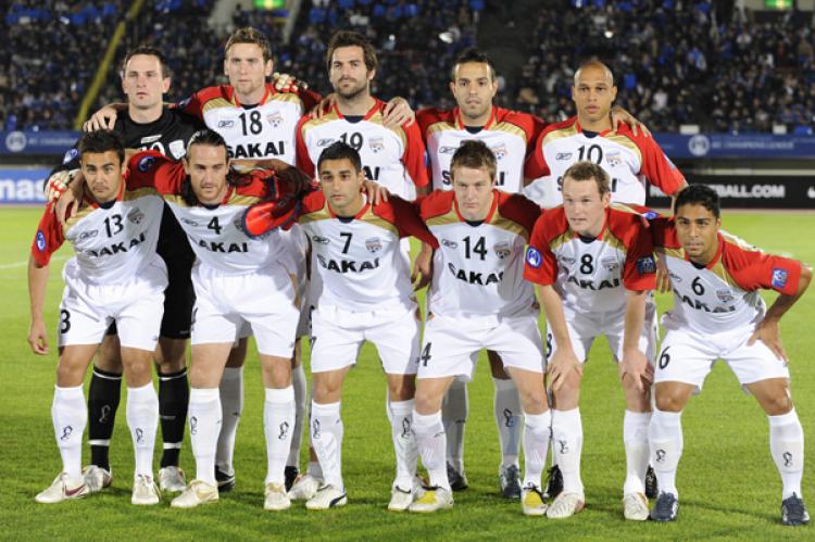 Adelaide United before their Asian Champions League final, 1st leg against Japan's Gamba Osaka at Expo Stadium in Suita, Osaka Prefecture (Kazuhiro Nogi/AFP/Getty Images)