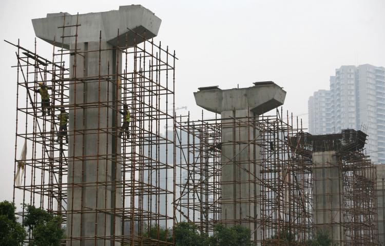 New light rail line construction in Jiangbei District, Chongqing, China. In the upcoming five years, Chongqing will construct new rail transit lines with a total length of 165 kilometers (approximately 102.5 miles).  (China Photos/Getty Images)