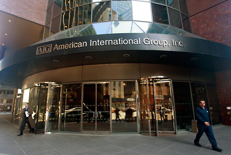 ON THE MEND: American International Group (AIG) offices are seen in New York City in this file photo from 2009. AIG, once considered too large to fail, is trying to get back on its feet. (Photo by Mario Tama/Getty Images)
