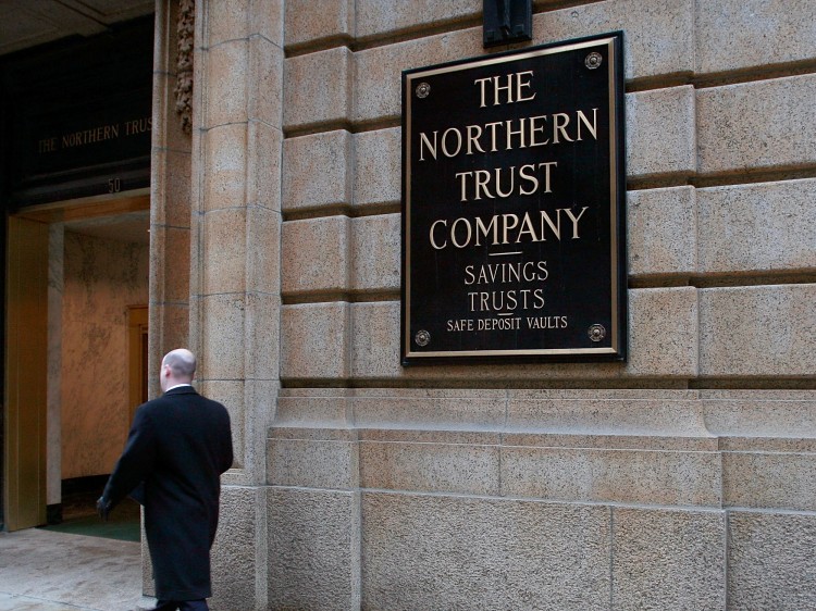 Man Walks Past Northern Trust Headquarters