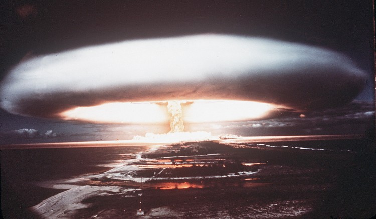 a nuclear explosion in Mururoa atoll.