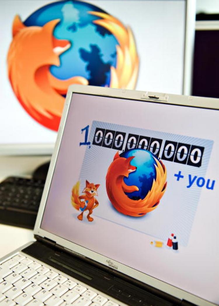 A screen displays the logo of the open-source web browser Firefox on July 31, 2009, in London, as the software reached it's billionth download last year. (Leon Neal/Getty Images)