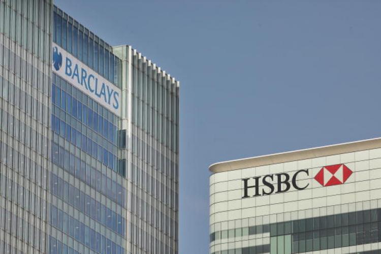 The HSBC and Barclays bank headquarters in London, England.  (Peter Macdiarmid/Getty Images)