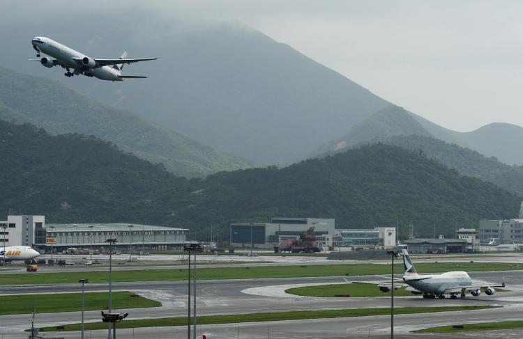 A Cathay Pacific aircraft takes off from Hong Kong's international airport.  (Ed Jones/AFP/Getty Images)