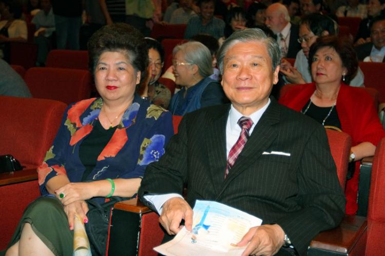 Mr. Lin Po-jun, senior advisor to the president of Taiwan attends the Divine Performing Arts (DPA) show in Taichung with his wife. (The Epoch Times)