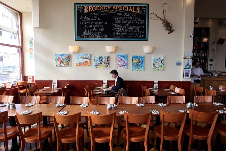 A sea front cafe in Brighton, England. A new study of managers, waiters and chefs at 90 restaurants in Brighton showed only a third have specific food allergy training. (Dan Kitwood/Getty Images)