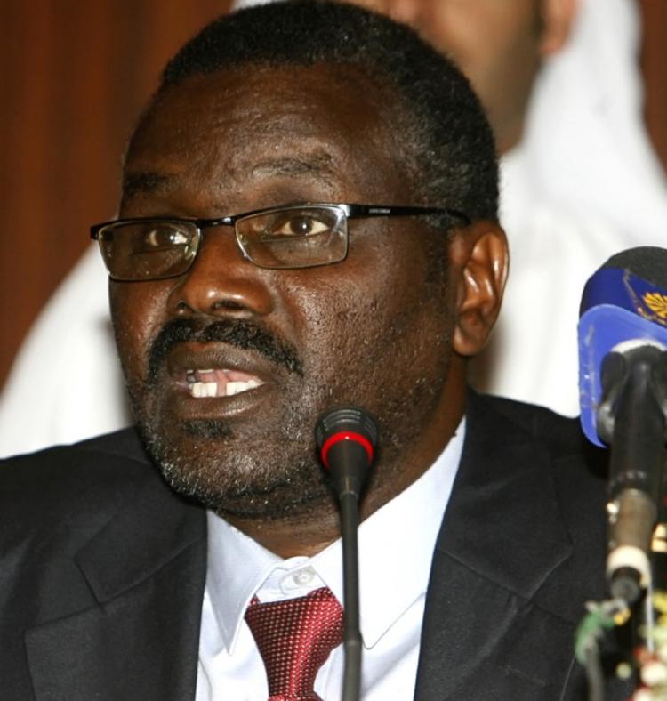 The leader of the Sudanese rebel group the Justice and Equality Movement (JEM), Khalil Ibrahim, speaks during a press conference in Doha on March 29. JEM has said that the Sudanese government has broken a ceasefire by attacking villages and other targets. (Karim Jaafar/AFP/Getty Images)