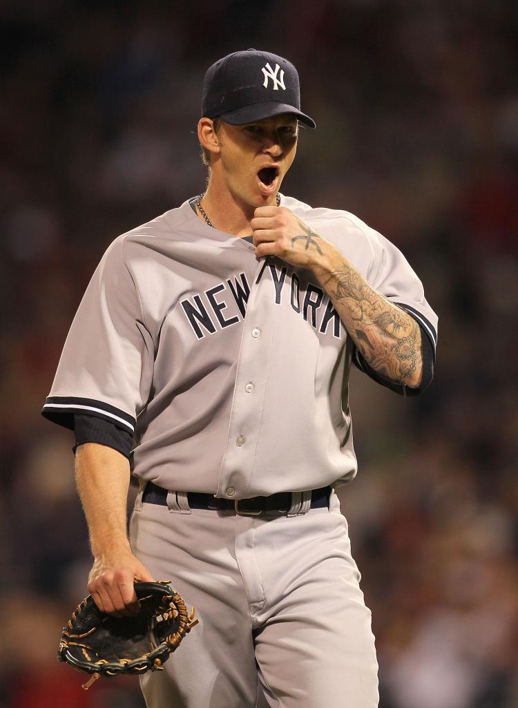 BREAKDOWN: Yankees starting pitcher A.J. Burnett gave up seven runs on seven hits in 2.1 innings against the Toronto Blue Jays on Monday. (Jim Rogash/Getty Images)