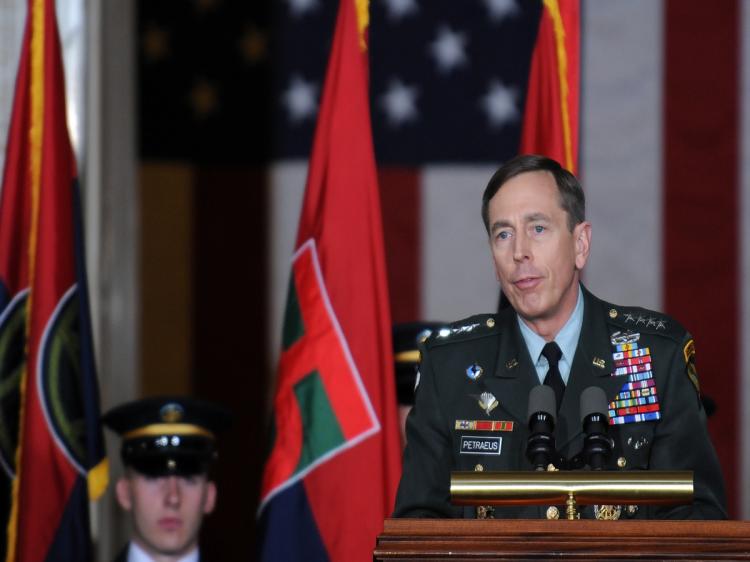 Gen. David Petraeus, commander of U.S. Central Command, leads the Holocaust Day of Remembrance Ceremony inside the Rotunda of the U.S. Capitol on April 15, 2010, in Washington. (Astrid Riecken/Getty Images)