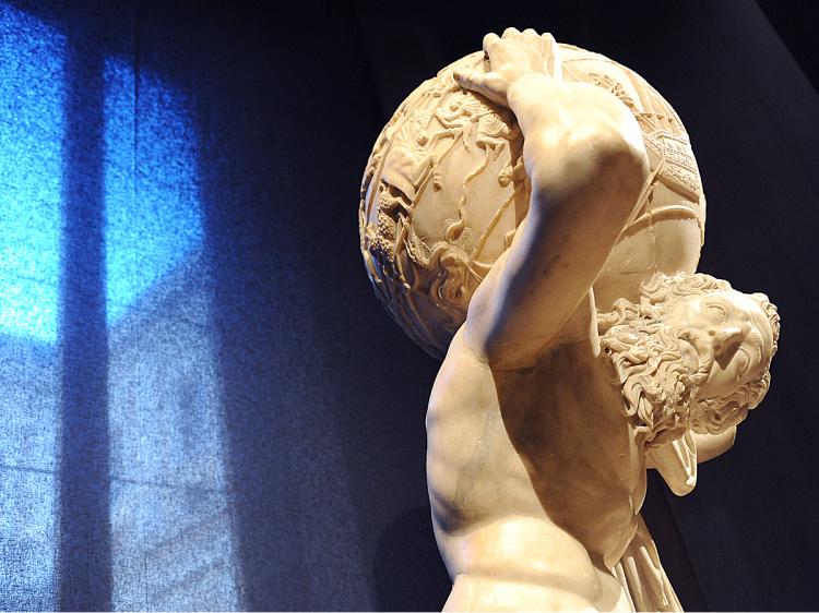 The Farnese Atlas will be on display until April 27 in the Farnese Palace in Rome. (Tiziana Fabi/AFP/Getty Images)