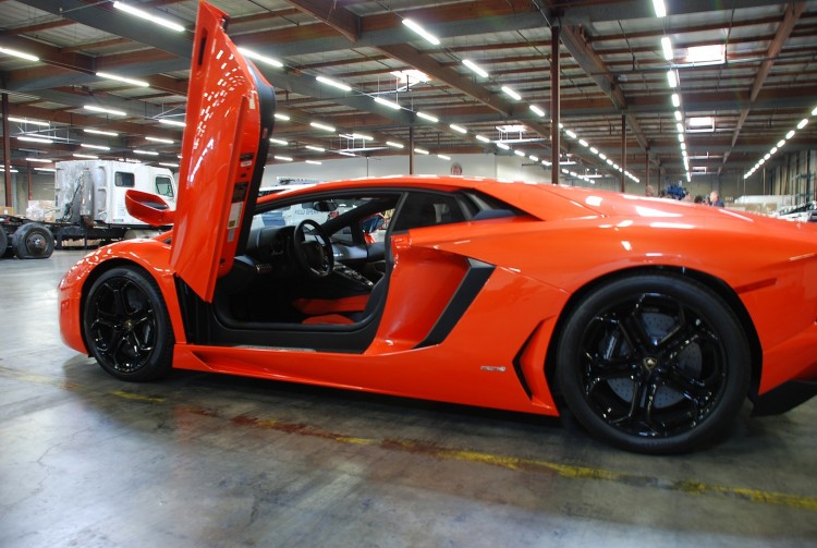 This Lamborghini along with twenty stolen luxury vehicles were recovered from warehouses while awaiting export to Asian countries recently. (Robin Kemker/The Epoch Times)   