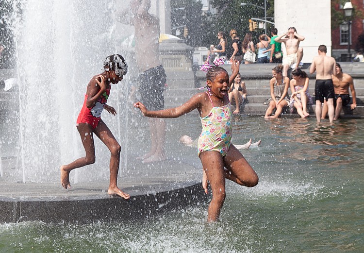 Washington Square Park during a heat wave last July