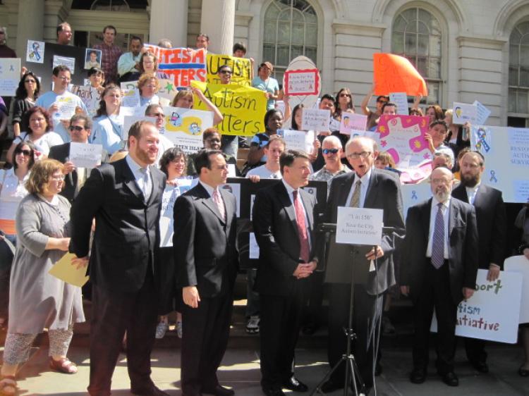 (L-R) Councilman David Greenfield, Councilman Vincent Ignizio, Councilman Mark Weprin, and Ronald Soloway, managing director government relations of UJA-Federation. (Courtesy of UJA-Federation)