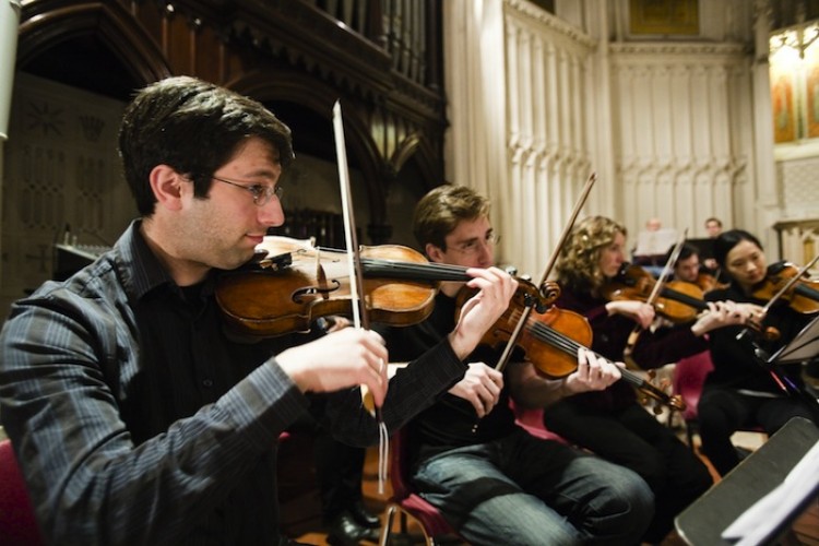 BAROQUE MUSIC: The string section of Big Apple Baroque is seen performing on Tuesday. (Courtesy of Big Apple Baroque)