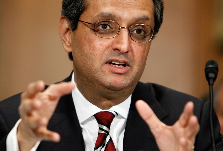 BANK ON THIS: Citigroup CEO Vikram Pandit is seen testifying during a hearing on Capitol Hill in Washington earlier this year. Citigroup reported smaller loan losses during the second quarter but revenues at the bank disappointed investors. (Alex Wong/Getty Images )
