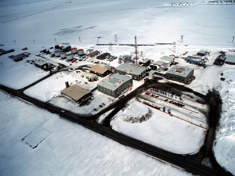 ON THE BLOCK? This photo provided by BP shows the company's Prudhoe Bay oil field facility in in Prudoe Bay, Alaska. BP Plc, the British oil firm, is reportedly in talks to sell a stake in its Prudhoe Bay oil field to Apache.