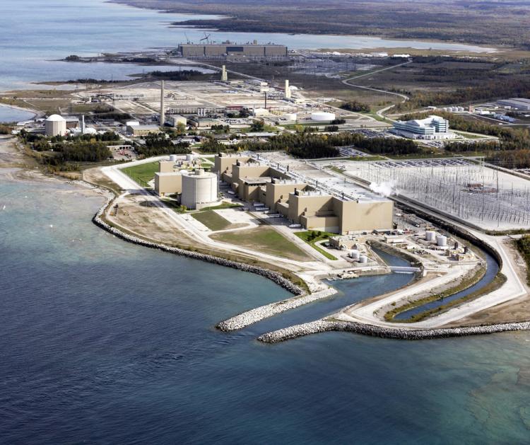 An aerial view of the Bruce Power site in Ontario. The Canadian Nuclear Safety Commission is considering whether to approve the shipment of radioactive steam generators through the Great Lakes. (Bruce Power)