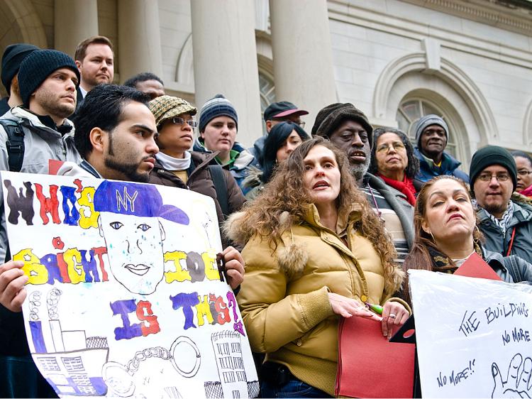 COMMUNITY: Bronx residents hold a press conference at the steps of City Hall in Manhattan to protest plans for a $500 million prison.  (Joshua Philipp/The Epoch Times)