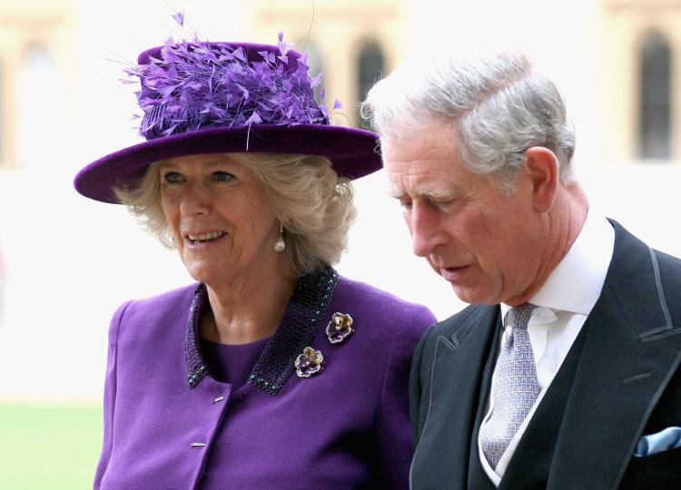 Prince Charles, Prince of Wales, and Camilla, Duchess of Cornwall arriving at Windsor Castle on Oct. 27 for the ceremonial start of the state visit of Indian President Prathibha Devi Singh Patil.  (Chris Jackson/Getty Images)