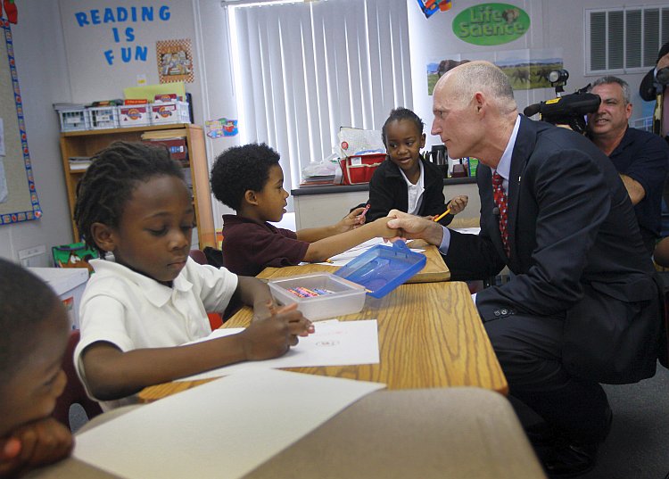 New Florida Governor Rick Scott  Visits Charter School