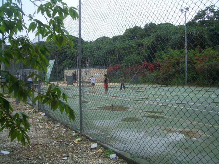 This basketball court is the only area for free play. The nearby indoor recreational centre can only be accessed under supervision as part of organised activity.  (Dianne Hiles/ChilOut)