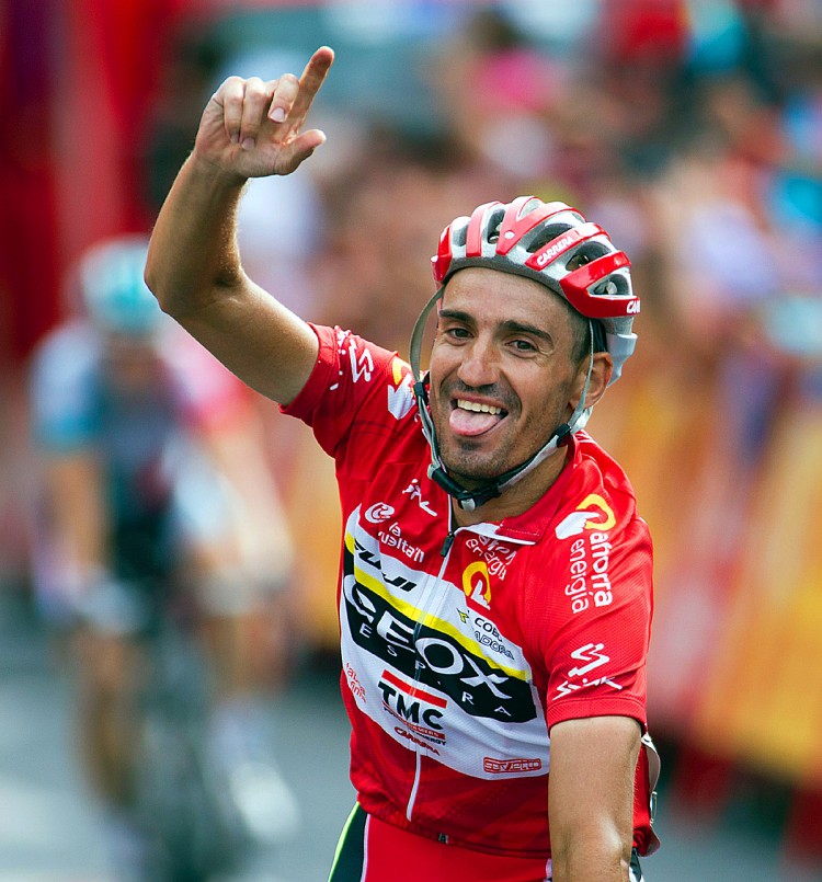 Juan Jose Cobo of Geox TMC celebrates winning the 2011 Vuelta a España. (Jaime Reina/AFP/Getty Images)