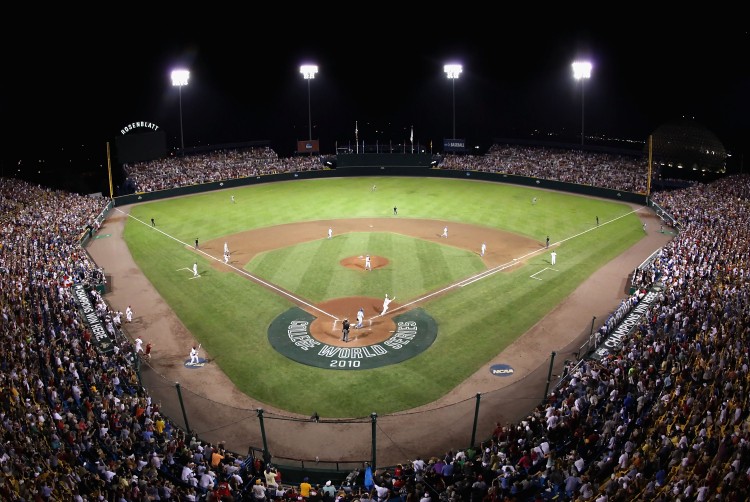 Whit Merrifield of the South Carolina Gamecocks celebrates after hitting the game winning RBI in Game Two of the 2010 NCAA College World Series, June 29, 2010, in Omaha, Neb. The Gamecocks are back in 2011 seeking a second title.  (Christian Petersen/Getty Images )