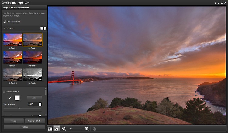 A set of photographs are being merged through the new HDR feature in Corel PaintShop Pro X4. (Corel)