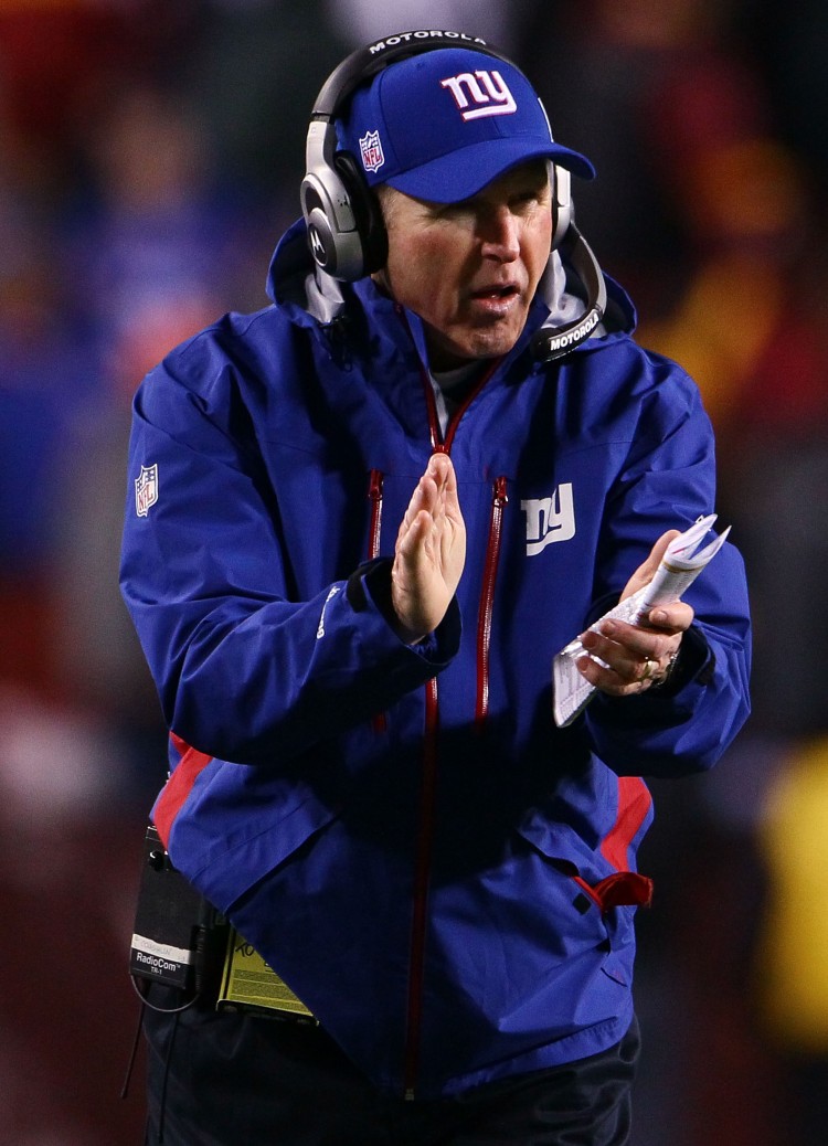 NEW DEAL: New York Giants head coach Tom Coughlin paces the sidelines at FedEx Field in Landover, Maryland as the Giants played the Washington Redskins. Coughlin signed a contract extension on Wednesday making him the head coach through 2012. NEW DEAL: New York Giants head coach Tom Coughlin paces the sidelines at FedEx Field in Landover, Maryland as the Giants played the Washington Redskins. Coughlin signed a contract extension on Wednesday making him the head coach through 2012.