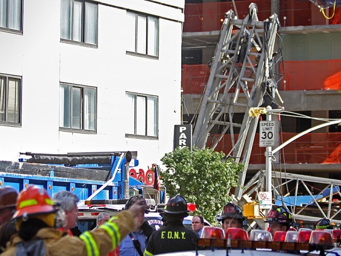 Crane Collapses Onto Apartment Building On Manhattan's Upper East Side