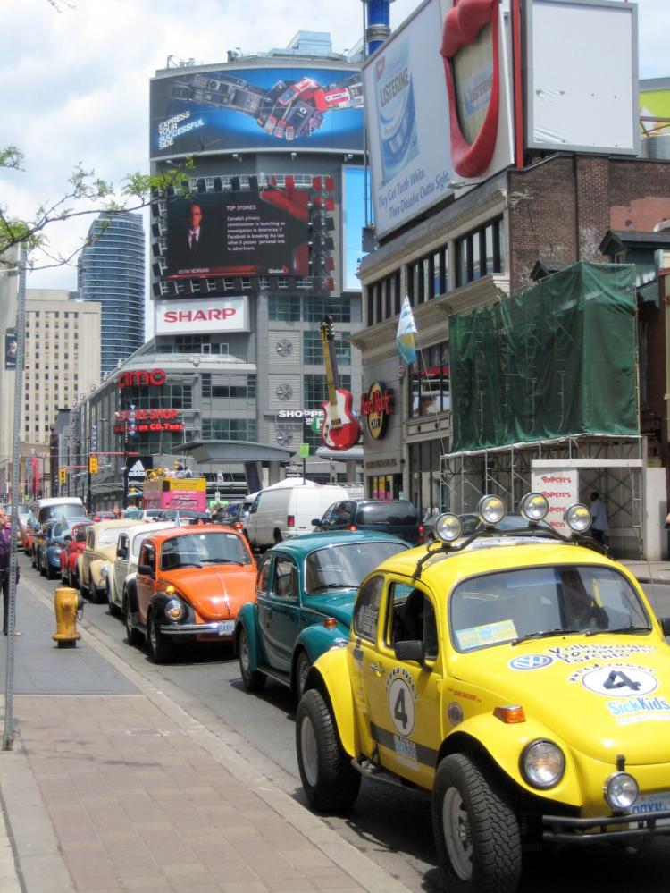 Through its '2008 Toronto Volkswagen Beetle Invasion' on Yonge St. in Toronto, volunteers at Punch Buggy 4 SickKids raised $12,250 for the Hospital for Sick Children. (Jeannette K. Petty)