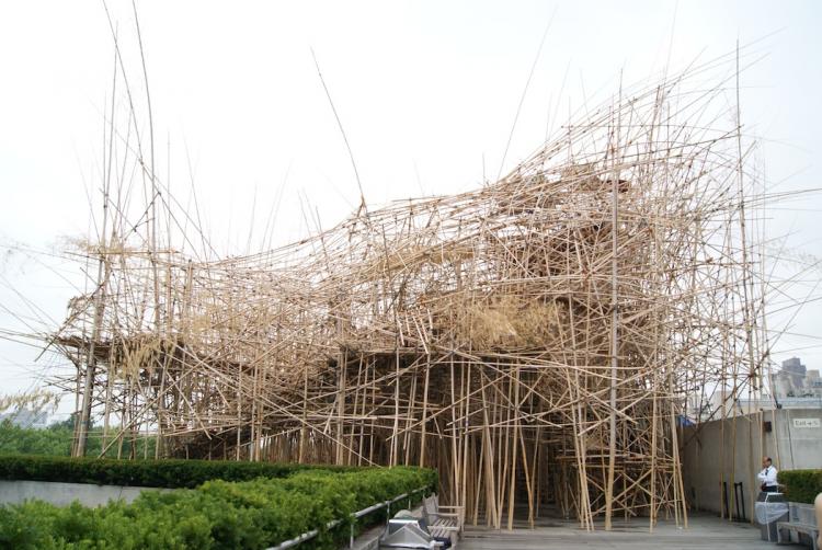 50-foot-tall Big Bamboo installation was previewed on Monday at the Metropolitan Museum of Art (Susan Tan/Epoch Times Staff)