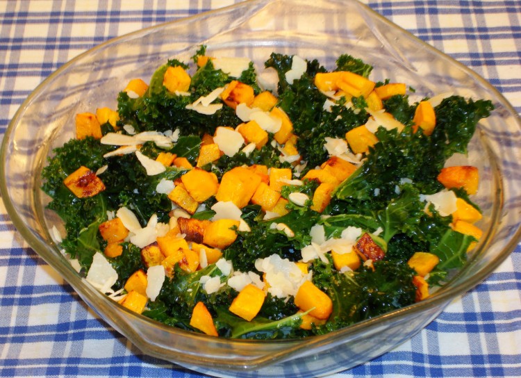 Winter Kale Salad With Roasted Squash and Pine Nuts 