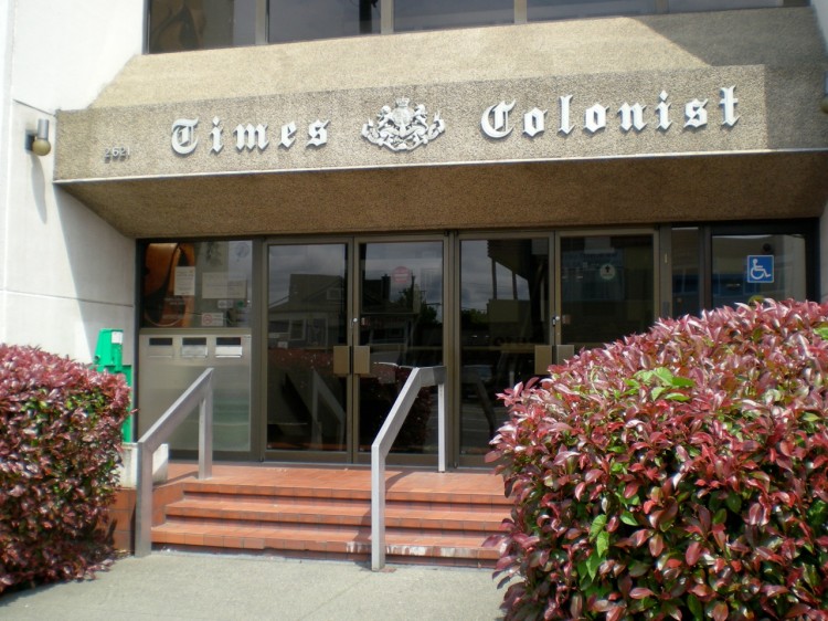 The Times Colonist office in Victoria. Readers of the Times Colonist and the Montreal Gazette will have limited access to online content as the papers' websites become metered. (Joan Delaney/The Epoch Times)