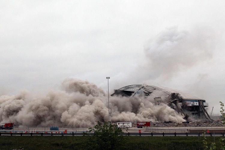 Texas Stadium, the former home of the Dallas Cowboys, is imploded on April 11, 2010 in Irving, Texas. The stadium opened in 1971 and the Cowboys played there until the end of the 2008 season.