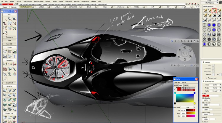 DESIGN TECHNOLOGY: An early concept of the winning Ferrari hypercar created with Autodesk Alias software by students from Hongik University. (Courtesy of Ferrari)