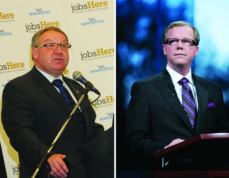 Nova Scotia Premier Darrell Dexter (L) and Saskatchewan Premier Brad Wall