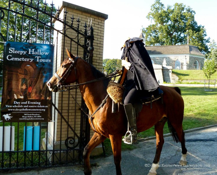 The headless horseman of 'The Legend of Sleepy Hollow' rides through Sleepy Hollow Cemetery in Westchester as part of a series of tours leading up to Halloween.  (Courtesy of Douglas Keister)