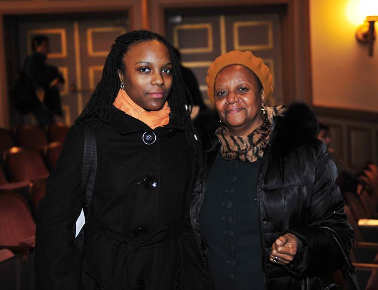 Mrs. Richardson with her granddaughter at DPA in Brooklyn (Dai Bing/The Epoch Times)