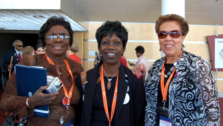 Mattie Kinard, Yvonne Armstrong, and Zena Wilkerson felt pride in the Obama campaign both as African Americans and as women.  (Mary Silver/The Epoch Times)