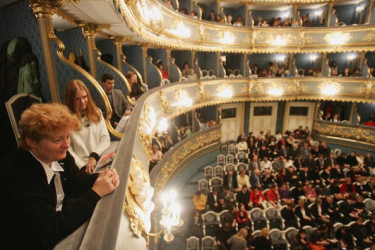 IN THE ESTATES THEATRE: Guests at a performance at the Estates Theatre (Stavovske Divadlo), where in 1787 Austrian composer Wolfgang Amadeus Mozart premiered his 'Don Giovanni' opera. Prague is hosting a year-long program of exhibitions and concerts in ho (Sean Gallup/Getty Images)