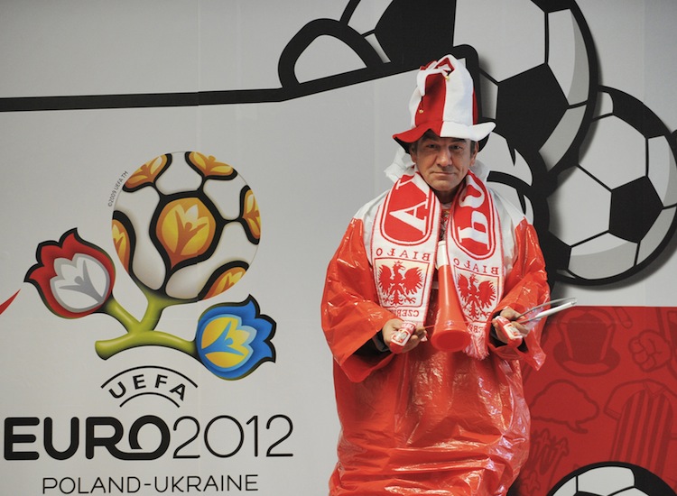 A Polish football fan gets prepared for Euro 2012.  (Daniel Mihailescu/AFP/GettyImages) 