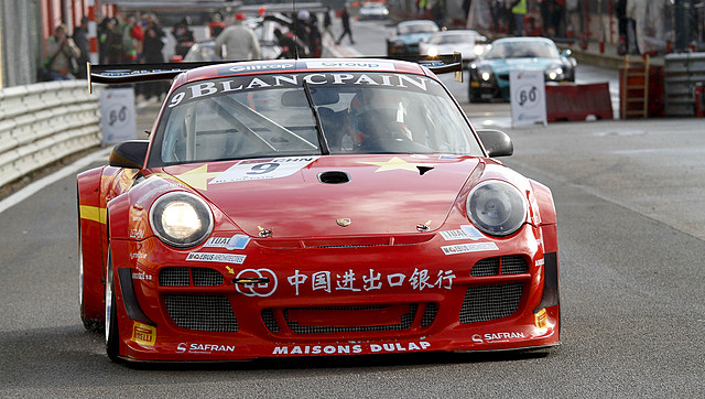 Mike Parisy and Matt Halliday drove the No. 9 Exim Bank Team China Porsche to victory in the FIA GT1 World Championship Zolder round. (gt1world.com)