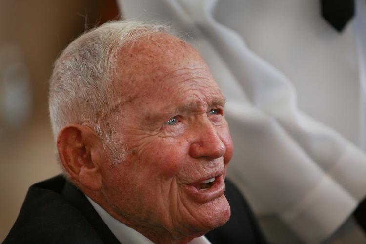 Congressional Medal of Honor recipient John Finn at the opening ceremony for the Medal of Honor Society Convention September 15, 2009 in Chicago, Illinois. At 100-years-old, Finn was the oldest  Medal of Honor recipient. Finn died on Thursday, May 27.  (Scott Olson/Getty Images)