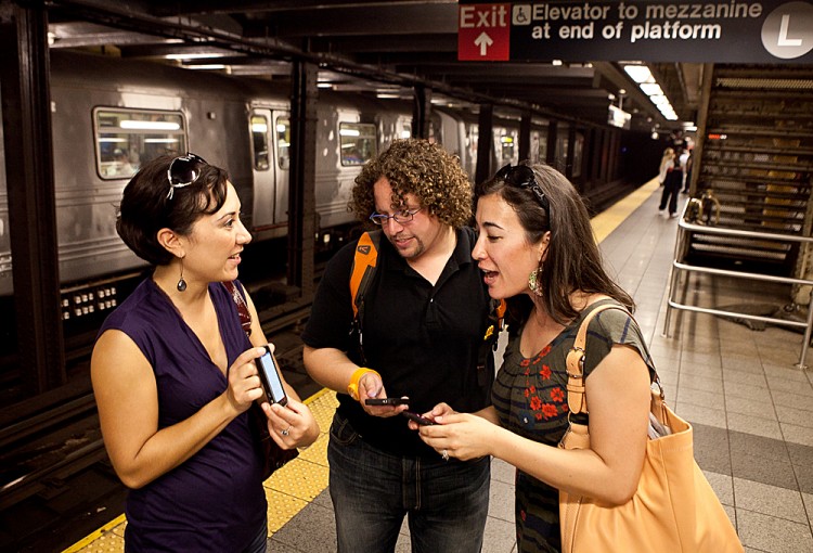 People trying out the new underground wireless service