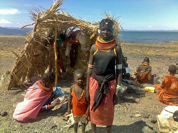 WATER IS EVERYTHING: A tribal fishing camp at Lake Turkana that straddles Ethiopia and Kenya. The 800,000 some people that rely on the lake's waters are coming into increasing conflict as the waters dry up. (Courtesy of Makambo Lotorobo/Friends of Turkana)