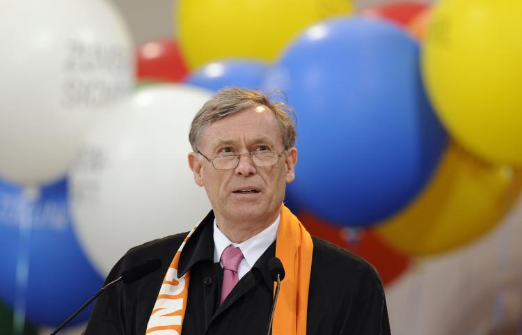 German President Horst Koehler delivers a speech during the opening service of the second Oecumenic Church Congress on May 12, in Munich, southern Germany. President Koehler announced his resignation on Monday in a conference. (Joerg Koch/Getty Images) German President Horst Koehler delivers a speech during the opening service of the second Oecumenic Church Congress on May 12, in Munich, southern Germany. President Koehler announced his resignation on Monday in a conference. (Joerg Koch/Getty Images)