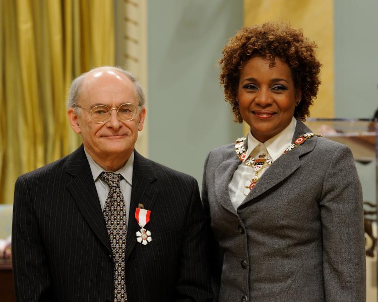 International human rights lawyer David Matas poses with Governor General Michaelle Jean at Rideau Hall in Ottawa on April 7, 2010, after being awarded the rank of Member of the Order of Canada. (Sgt Serge Gouin, Rideau Hall)